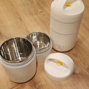 Cream and Silver Insulated Food Container Set